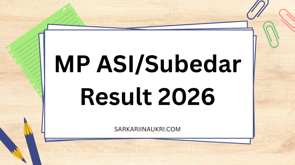 MP ASI/Subedar Result 2026