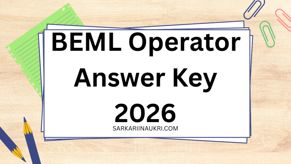BEML Operator Answer Key 2026